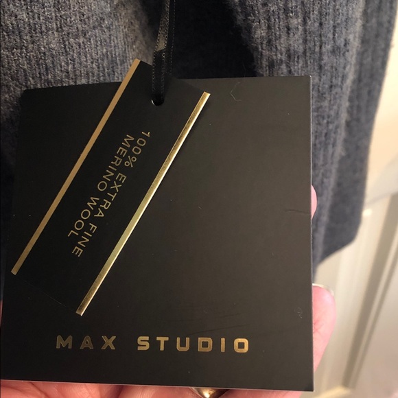 26. Max Studio Charcoal Cowl Neck Sweater 100% extra fine merino wool - Picture 2 of 4